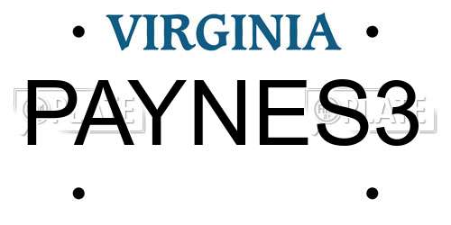 PAYNES3 Virginia License Plate