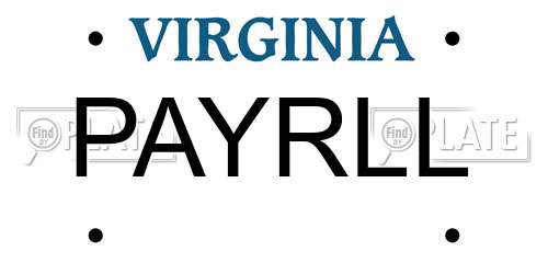 PAYRLL Virginia License Plate