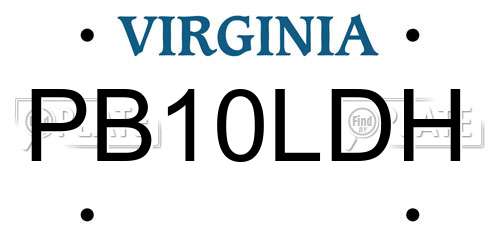 PB10LDH Virginia License Plate