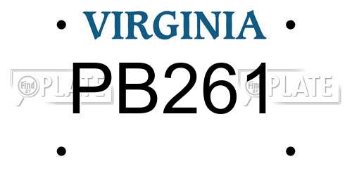 PB261 Virginia License Plate