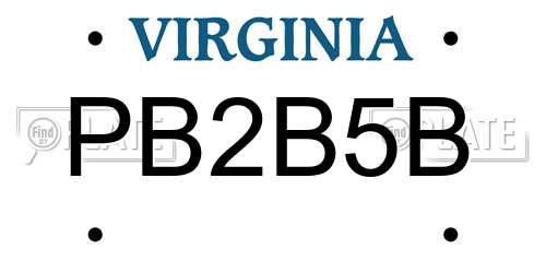 PB2B5B Virginia License Plate