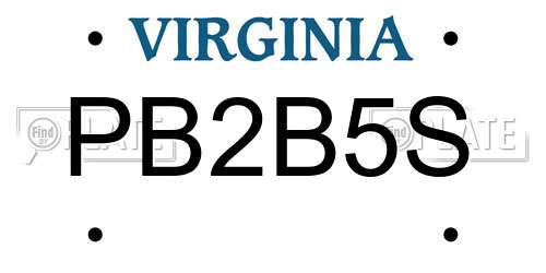 PB2B5S Virginia License Plate