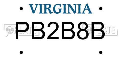 PB2B8B Virginia License Plate