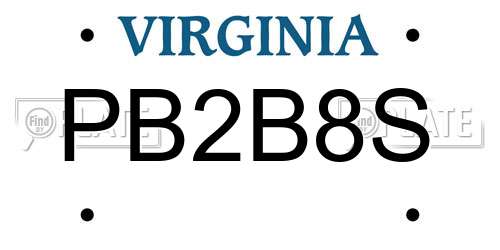 PB2B8S Virginia License Plate