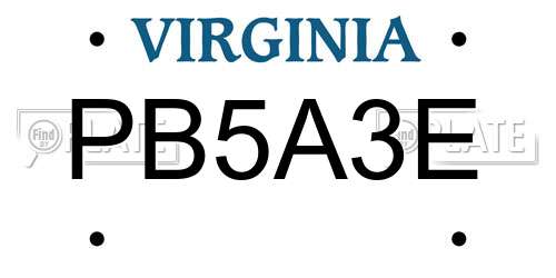 PB5A3E Virginia License Plate