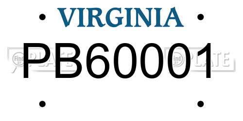 PB60001 Virginia License Plate