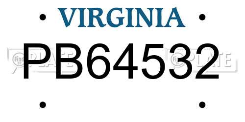 PB64532 Virginia License Plate
