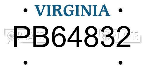 PB64832 Virginia License Plate