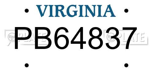 PB64837 Virginia License Plate