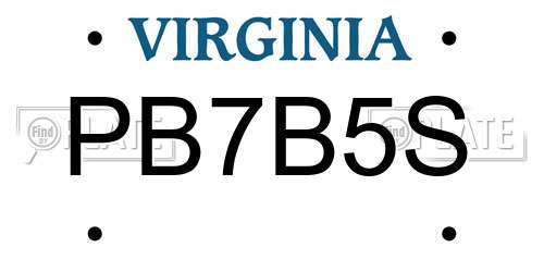 PB7B5S Virginia License Plate
