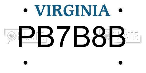 PB7B8B Virginia License Plate