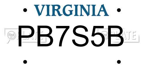 PB7S5B Virginia License Plate