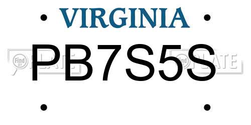 PB7S5S Virginia License Plate