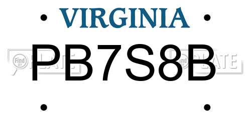 PB7S8B Virginia License Plate