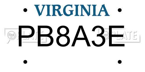 PB8A3E Virginia License Plate