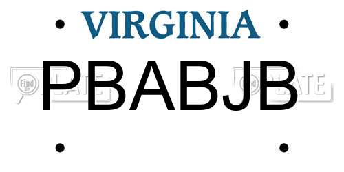 PBABJB Virginia License Plate