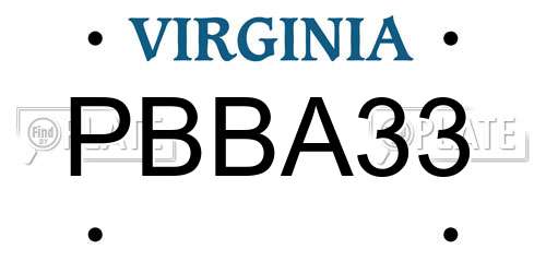 PBBA33 Virginia License Plate