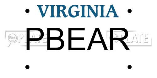 PBEAR Virginia License Plate