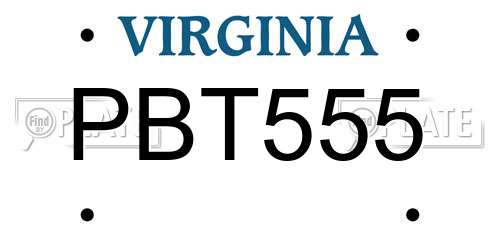 PBT555 Virginia License Plate