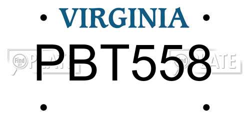 PBT558 Virginia License Plate