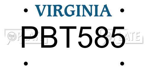 PBT585 Virginia License Plate