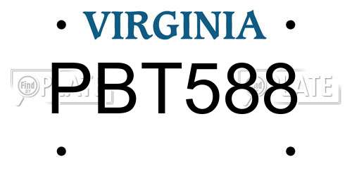 PBT588 Virginia License Plate