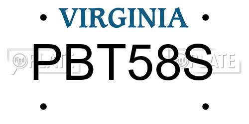 PBT58S Virginia License Plate