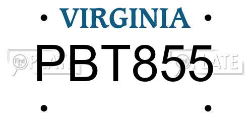 PBT855 Virginia License Plate