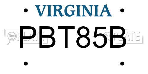 PBT85B Virginia License Plate