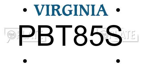 PBT85S Virginia License Plate
