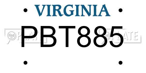 PBT885 Virginia License Plate
