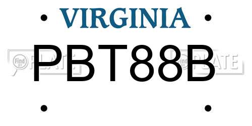 PBT88B Virginia License Plate