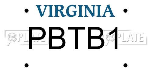 PBTB1 Virginia License Plate