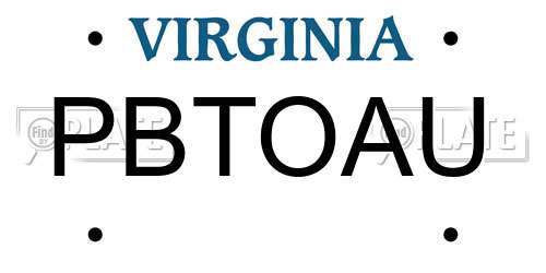 PBTOAU Virginia License Plate