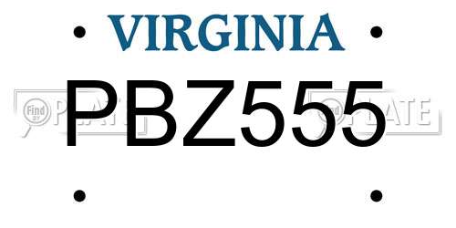 PBZ555 Virginia License Plate