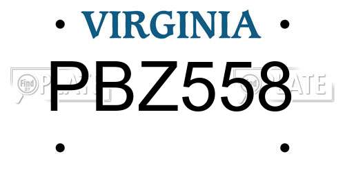 PBZ558 Virginia License Plate