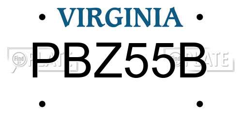 PBZ55B Virginia License Plate