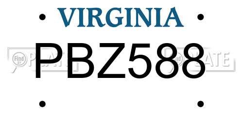 PBZ588 Virginia License Plate