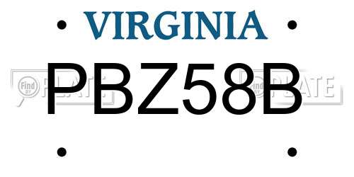 PBZ58B Virginia License Plate