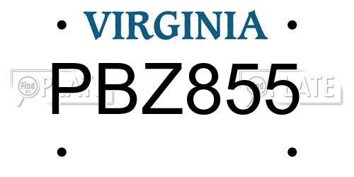 PBZ855 Virginia License Plate