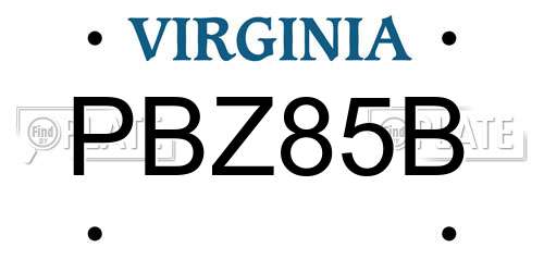 PBZ85B Virginia License Plate