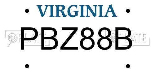 PBZ88B Virginia License Plate