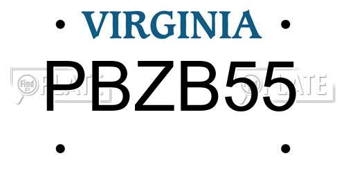 PBZB55 Virginia License Plate