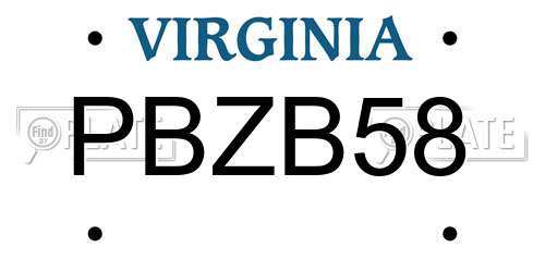 PBZB58 Virginia License Plate