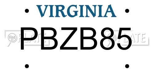 PBZB85 Virginia License Plate