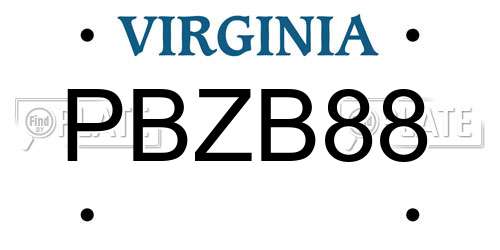 PBZB88 Virginia License Plate