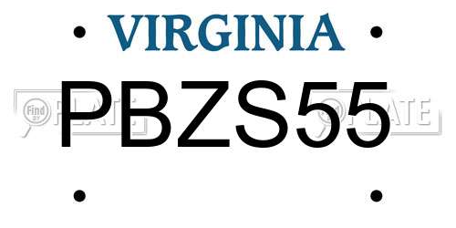 PBZS55 Virginia License Plate