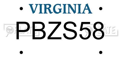 PBZS58 Virginia License Plate
