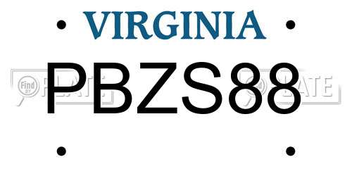 PBZS88 Virginia License Plate