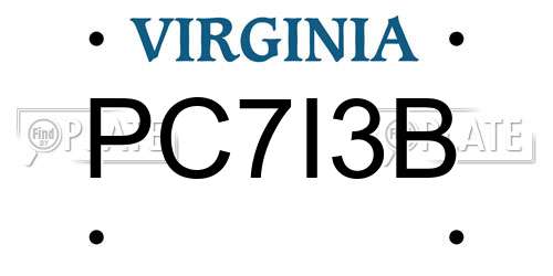 PC7I3B Virginia License Plate